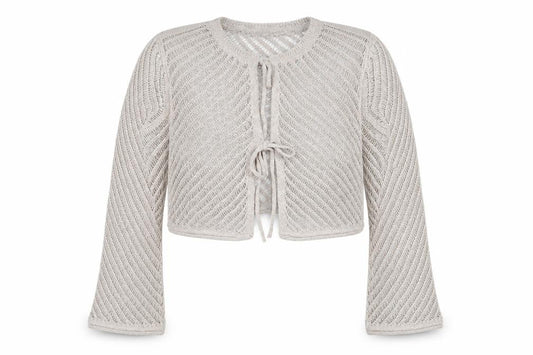 River Island Women's Beige Open Knit Long Sleeve Cardigan Size 16