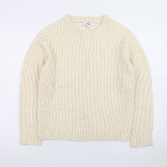 Marks and Spencer Women Ivory Wool Chunky Knit Jumper S