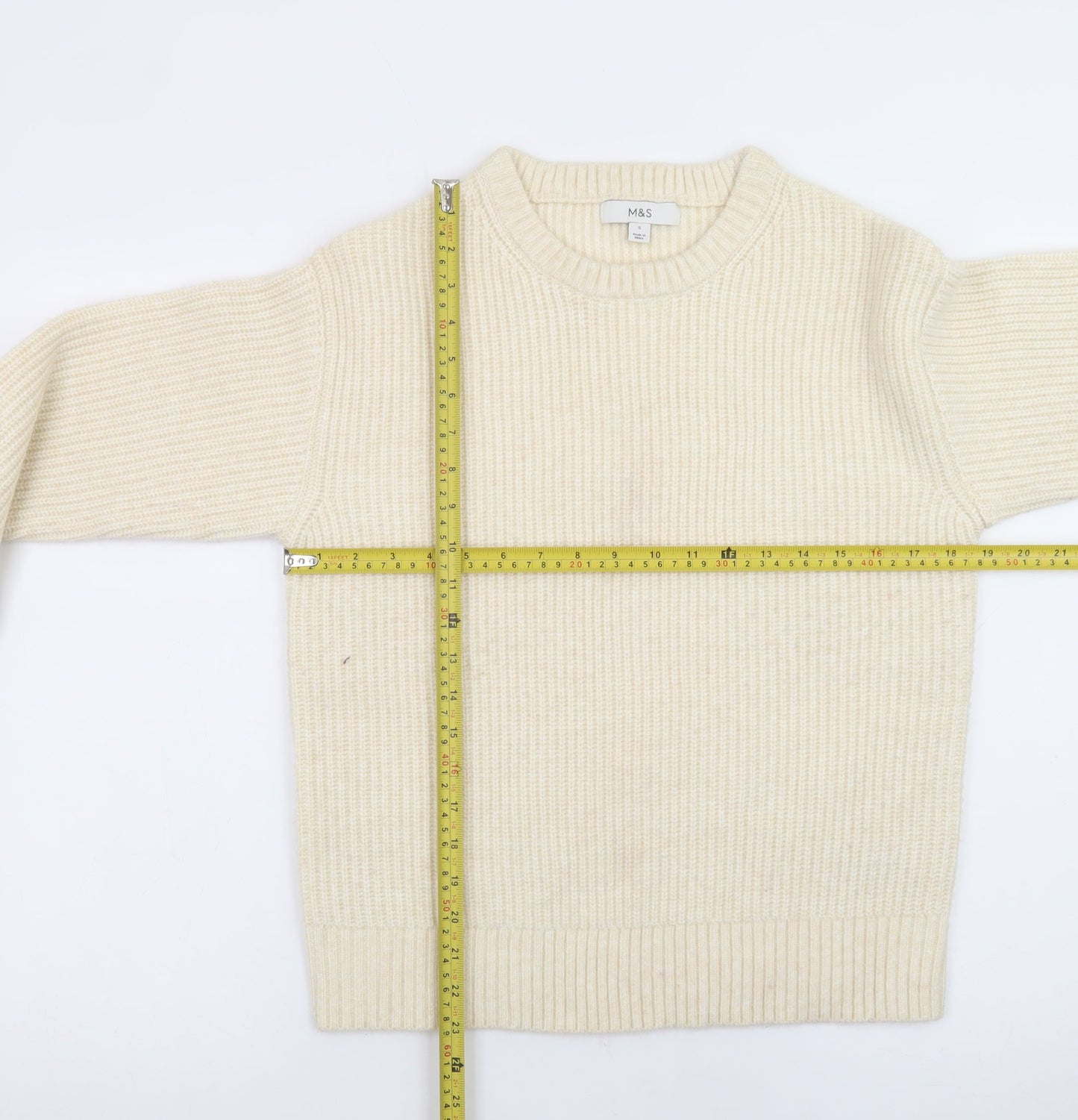 Marks and Spencer Women Ivory Wool Chunky Knit Jumper S