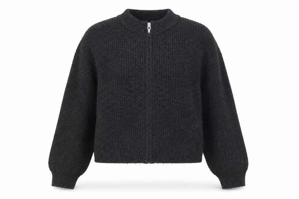New Look Women's Black Small Chunky-Knit Full Zip Jumper