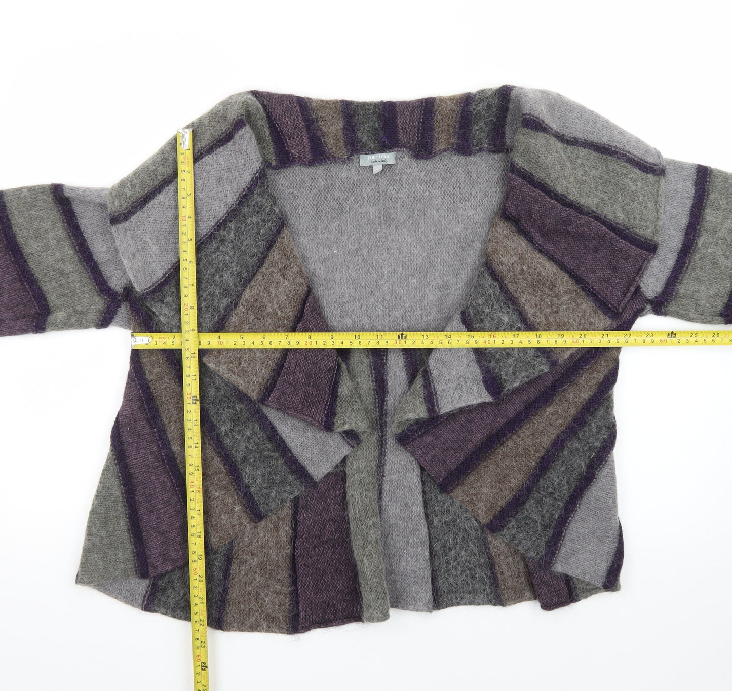 Marks and Spencer Per Una Women Grey Purple Striped Cardigan Size XL