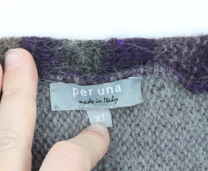 Marks and Spencer Per Una Women Grey Purple Striped Cardigan Size XL
