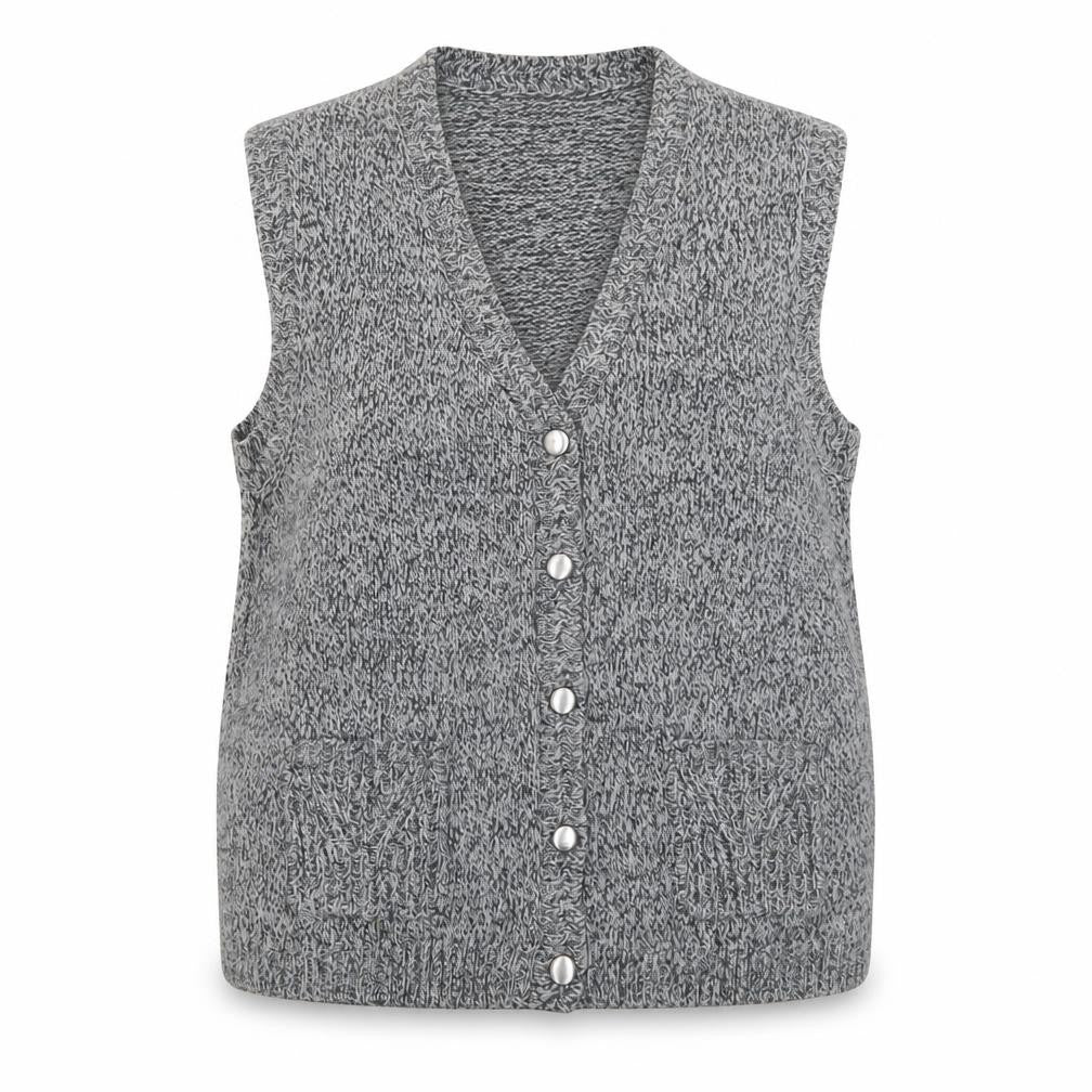 Honor Millburn Women's Grey Wool Blend Button Knit Vest L 18-20