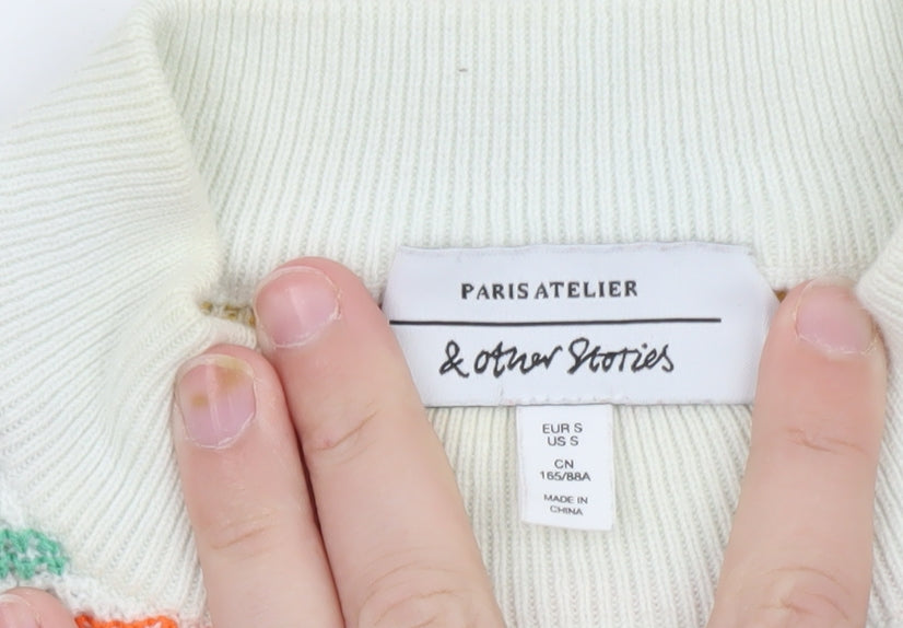 & Other Stories Women Multicoloured S Striped Mock Neck Pullover Jumper