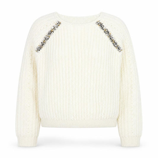 Dorothy Perkins Women Ivory Beaded Knit Jumper Size 10