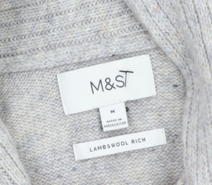Marks & Spencer Men's Grey Lambswool Rich Shawl Collar Jumper M