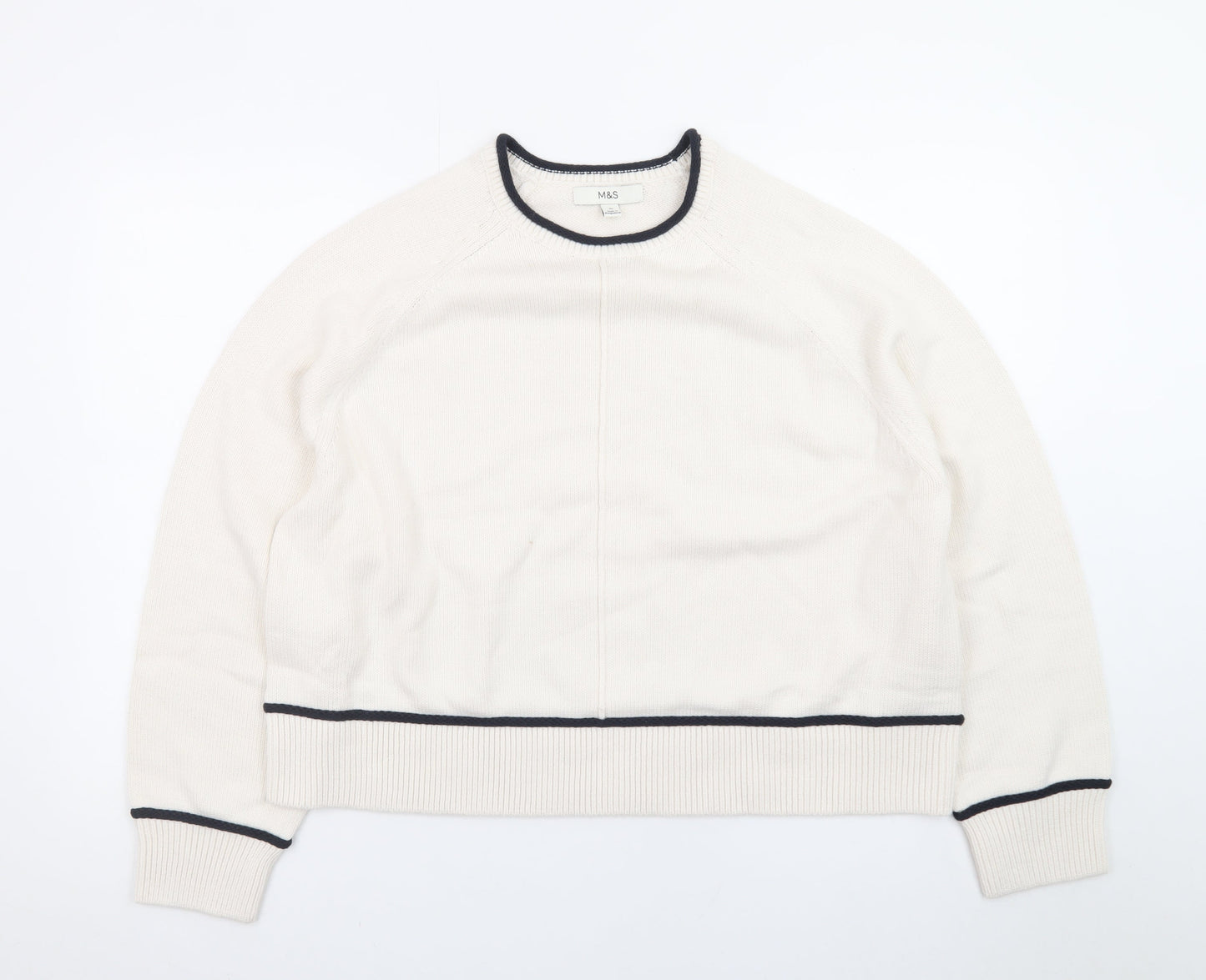 Marks and Spencer Women Ivory XL Crew Neck Pullover Jumper