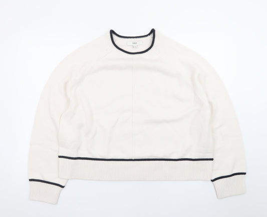 Marks and Spencer Women Ivory XL Crew Neck Pullover Jumper