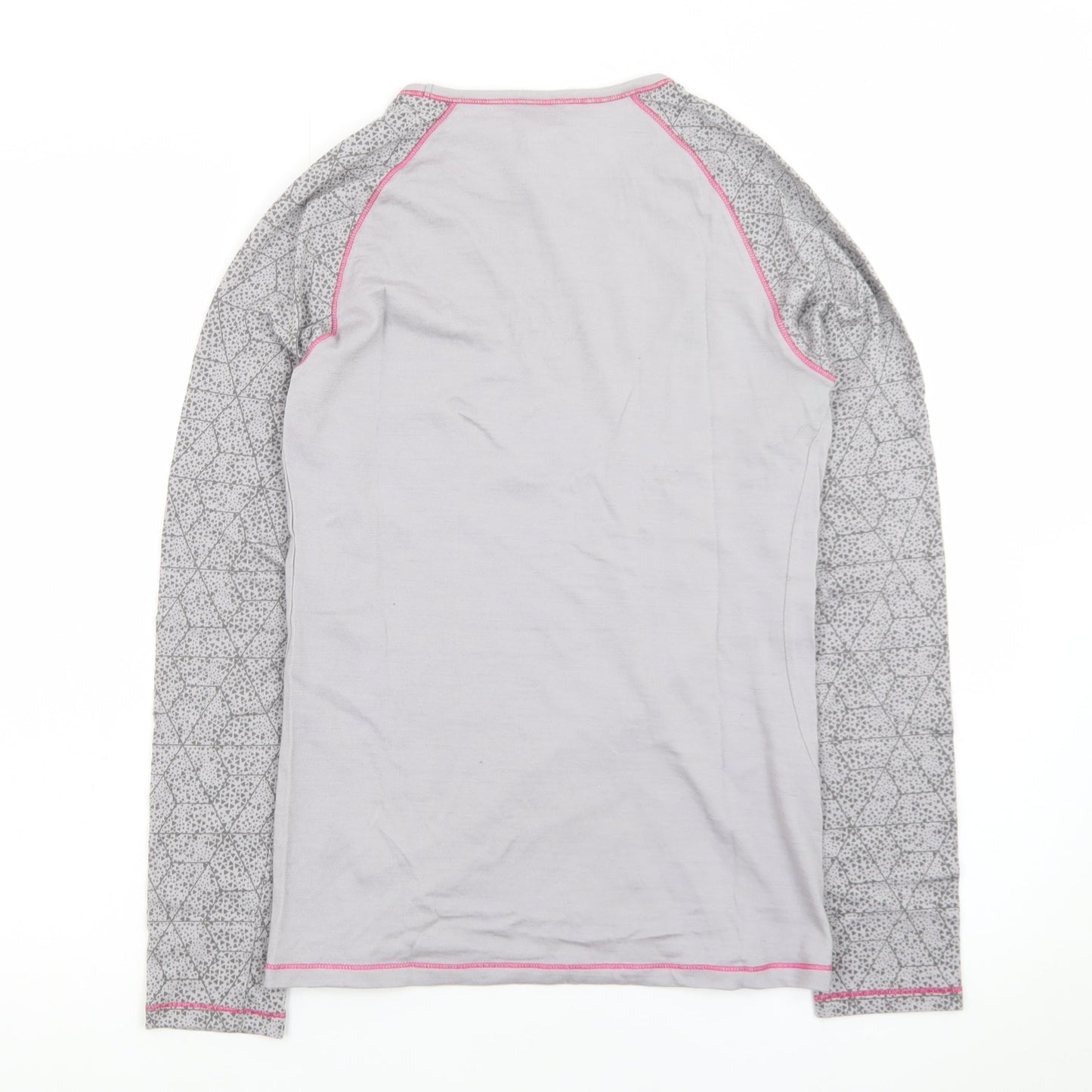 Decathlon Women’s Grey Geometric Long Sleeve Slim Fit Sports Top S