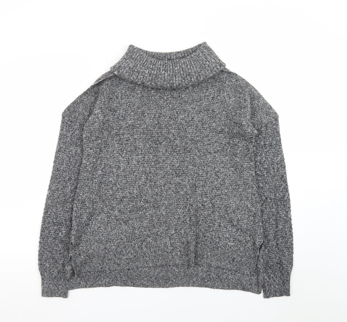 Hollister Women Grey Roll Neck Chunky Knit Pullover Jumper M