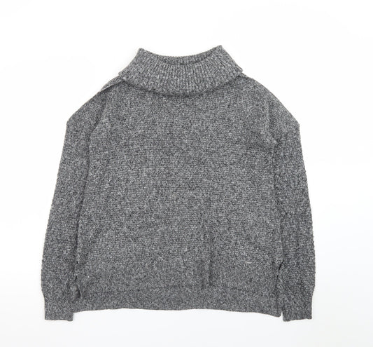 Hollister Women Grey Roll Neck Chunky Knit Pullover Jumper M
