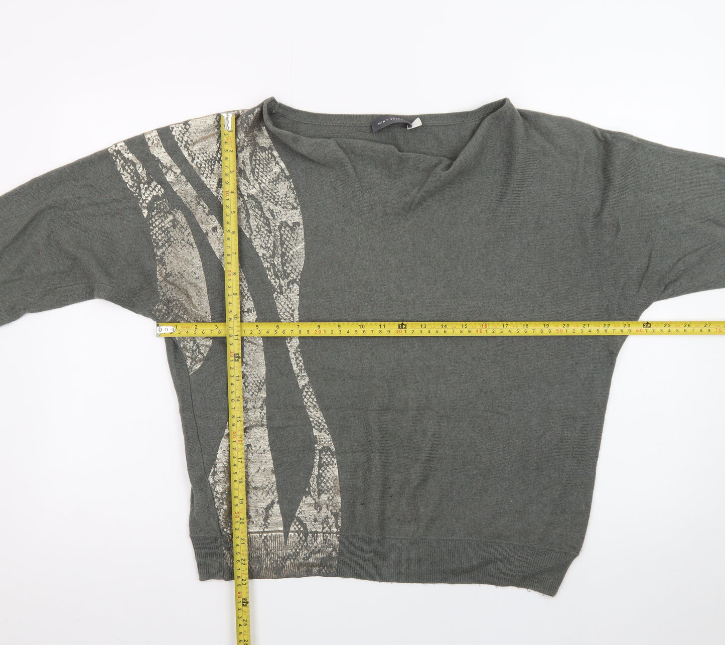 Mint Velvet Women’s Grey Snake Print Wool Blend Pullover Jumper L