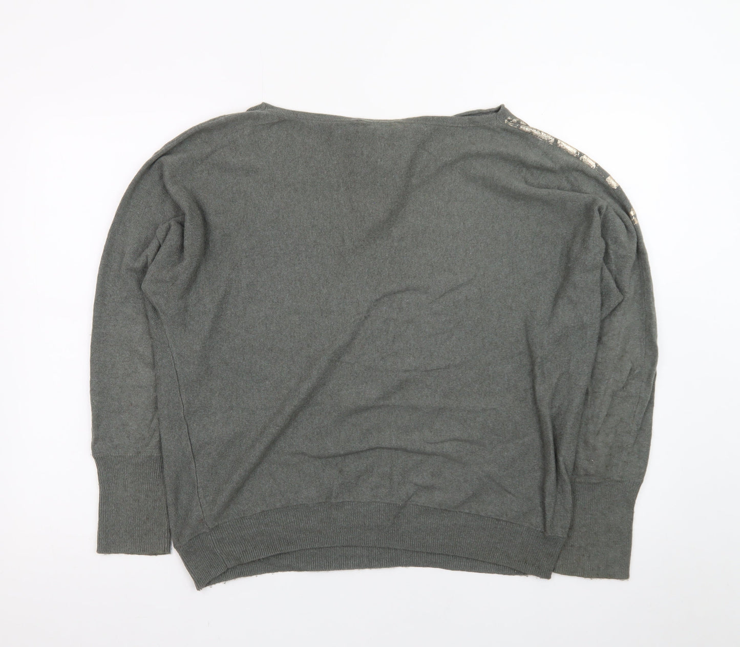 Mint Velvet Women’s Grey Snake Print Wool Blend Pullover Jumper L