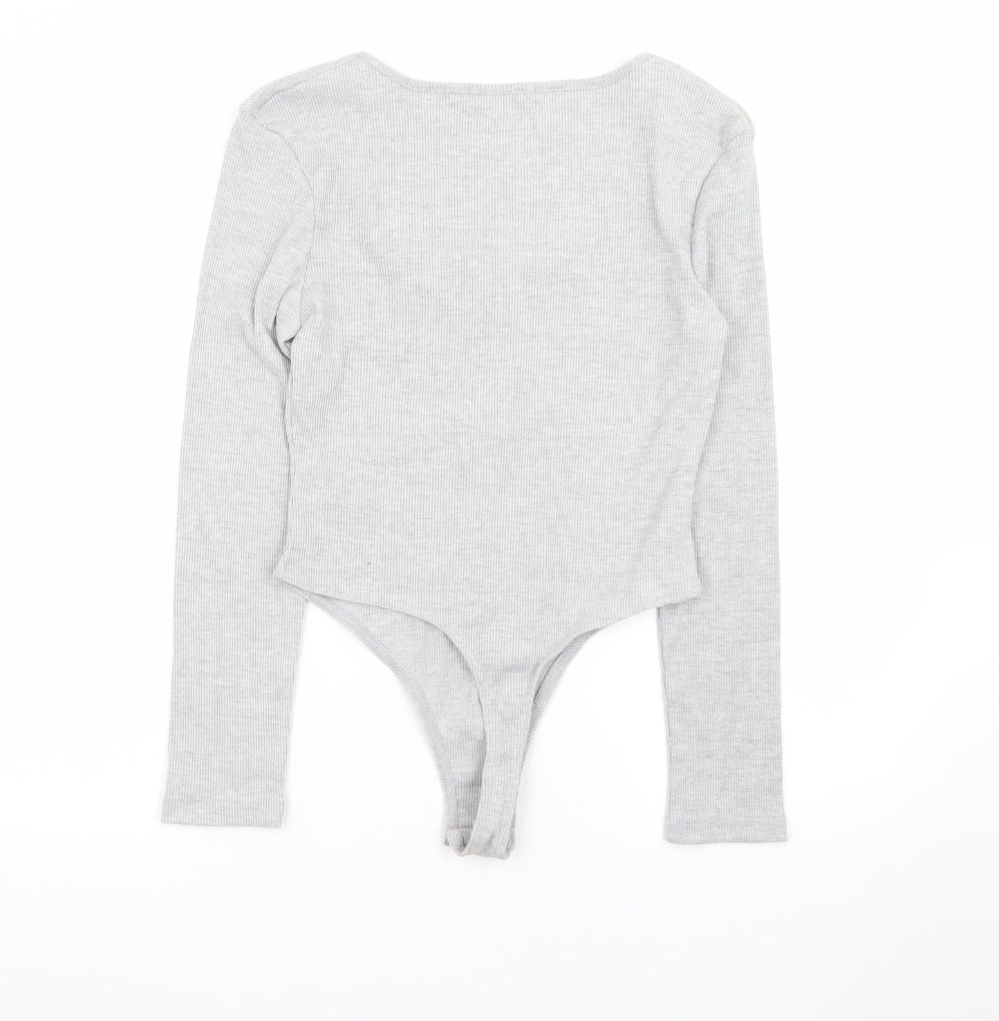Primark Women’s Grey Long Sleeve Zip Scoop Neck Bodysuit Size 14