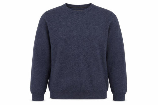 Jos. A. Bank Men Blue XL Cotton Silk Crew Neck Herringbone Jumper