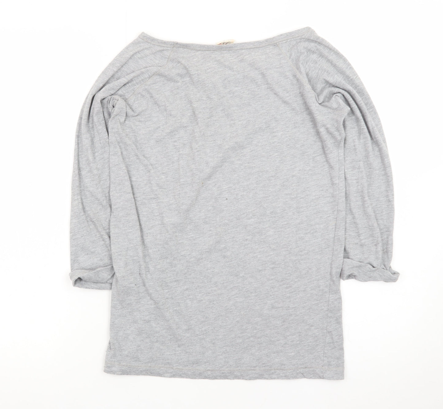 Pull & Bear Women's Grey 3/4 Sleeve Boat Neck T-Shirt Size S