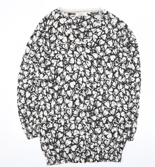 Next Womens Black Floral Shift Knit Dress Size 12