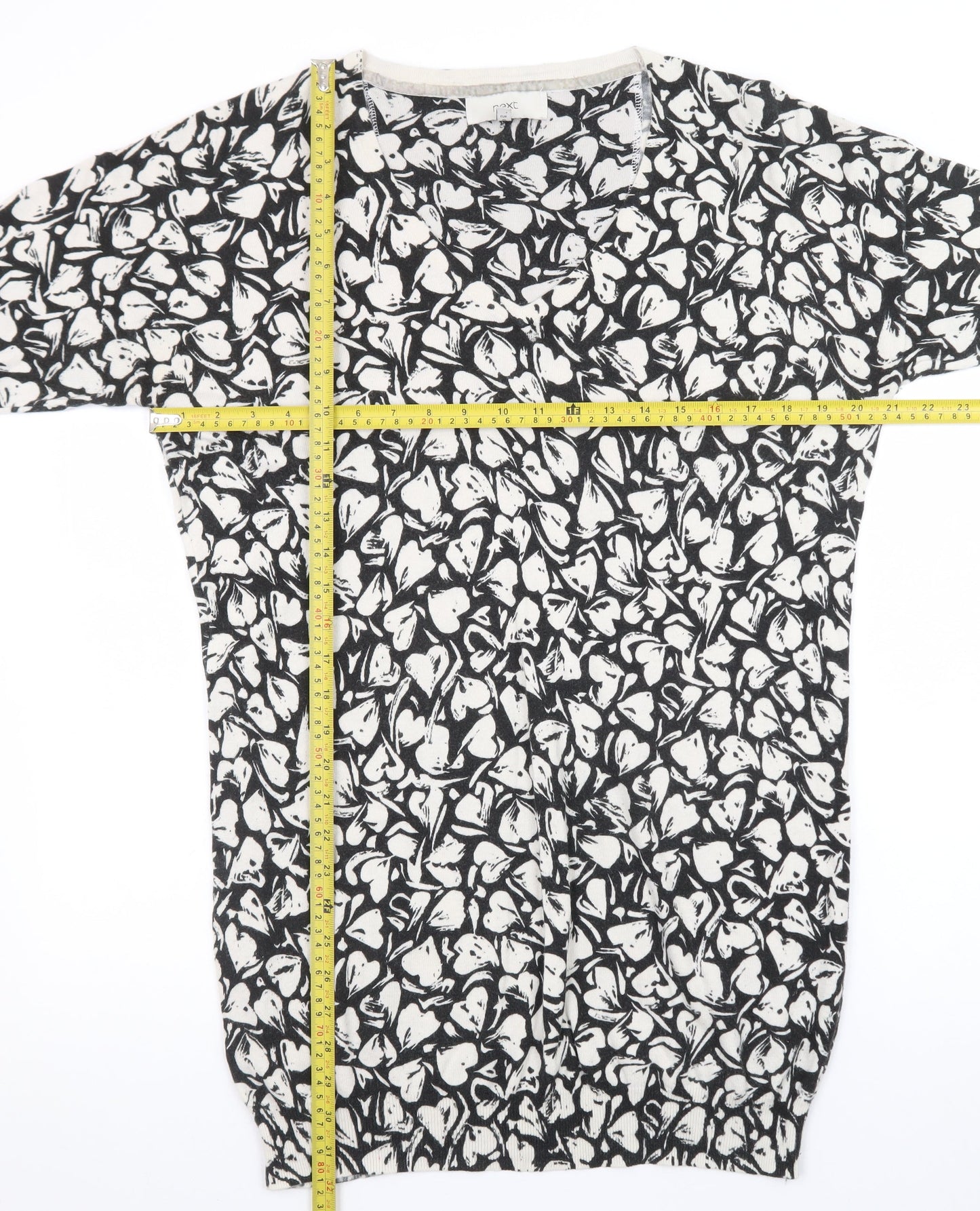 Next Womens Black Floral Shift Knit Dress Size 12