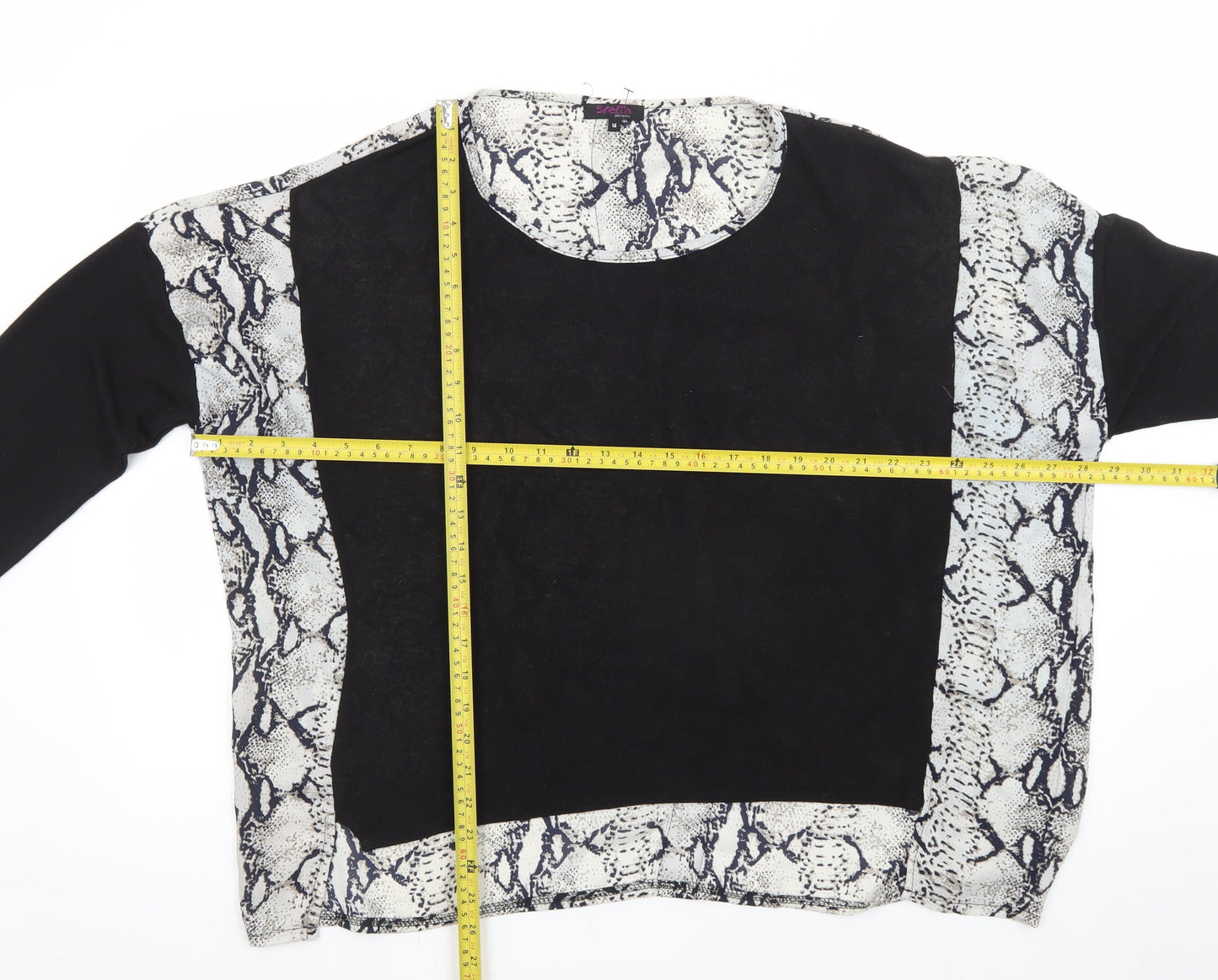 Stella Morgan Womens Black Snake Print Pullover Jumper Size 16