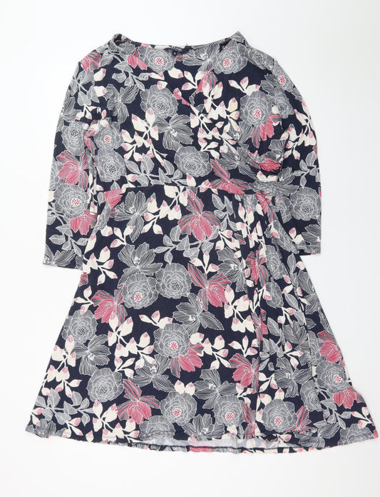 Maine New England Women’s Multicoloured Floral Jersey Knee Length A-Line Dress Size 16