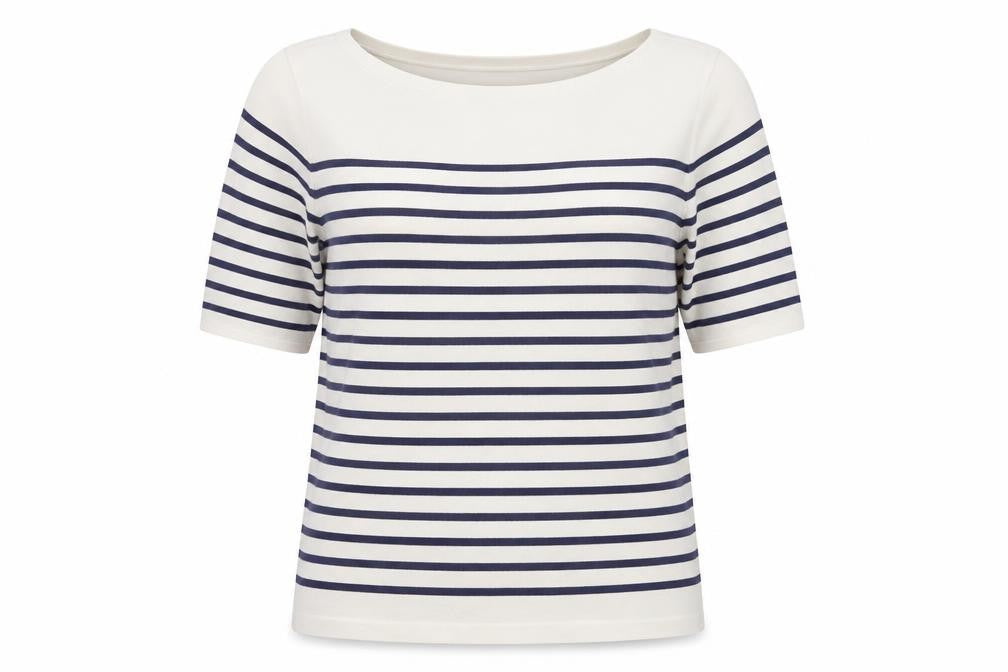 Fenn Wright Manson Womens White Navy Striped Cotton Jumper Size 16