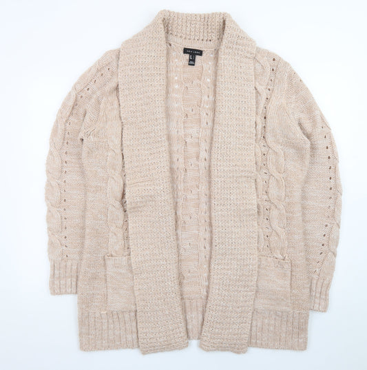 New Look Women Beige Cable Knit Open Cardigan L