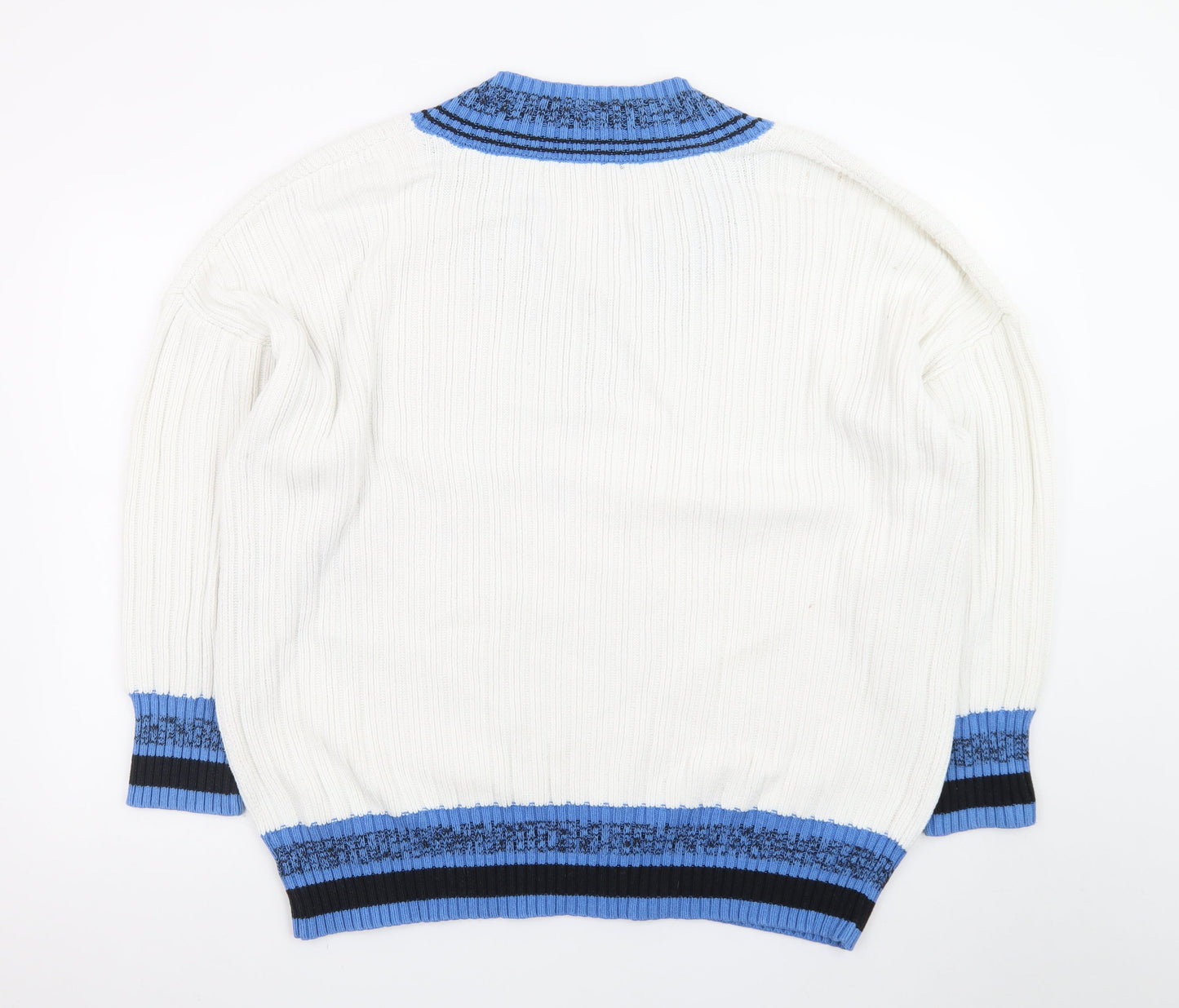 Next Women’s Ivory Blue V-Neck Knit Jumper XL Cotton Blend