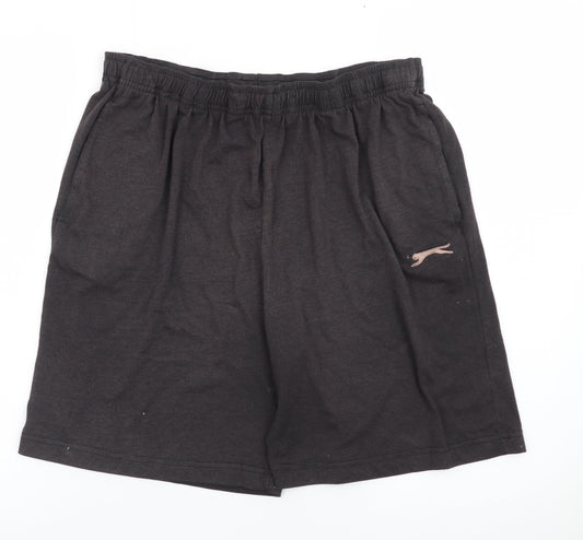 Slazenger Men's Black 2XL Sweat Shorts with Logo and Pockets