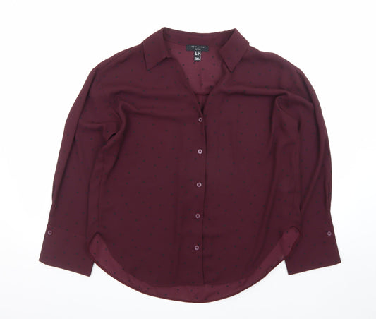New Look Women’s Red Polka Dot Petite Blouse UK 12 Size