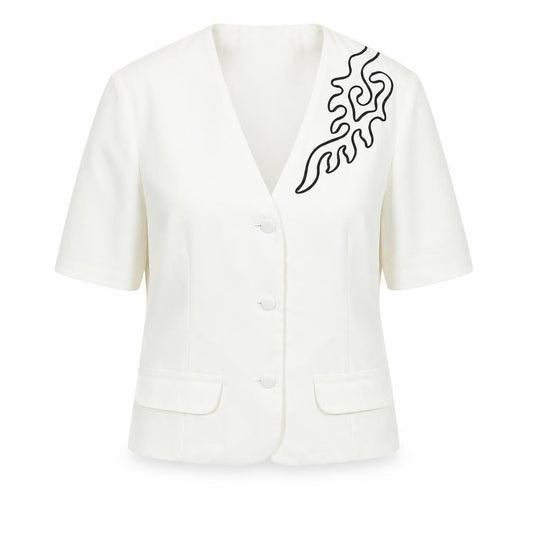 Kays Women White Size 12 Vintage Short Sleeve Polyester Blazer