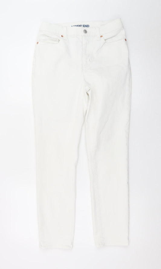 Lands' End Women's White Straight Leg Stretch Jeans Size 8