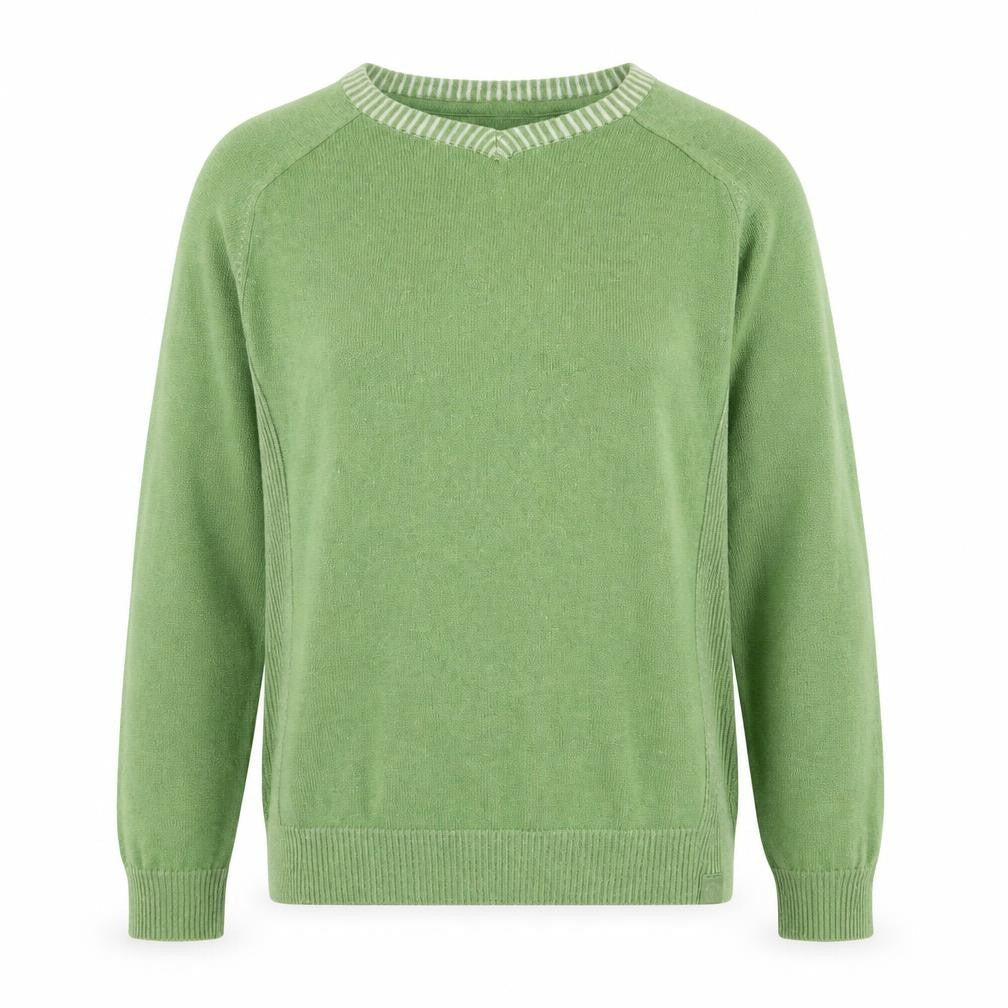 FatFace Women's Green Cotton V-Neck Knit Jumper Size M