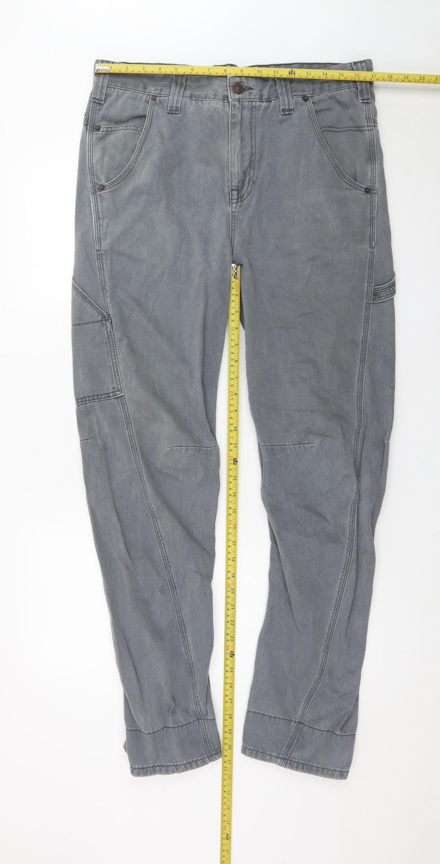 River Island Men’s Grey Straight Jeans 32W 32L Denim Cargo Style