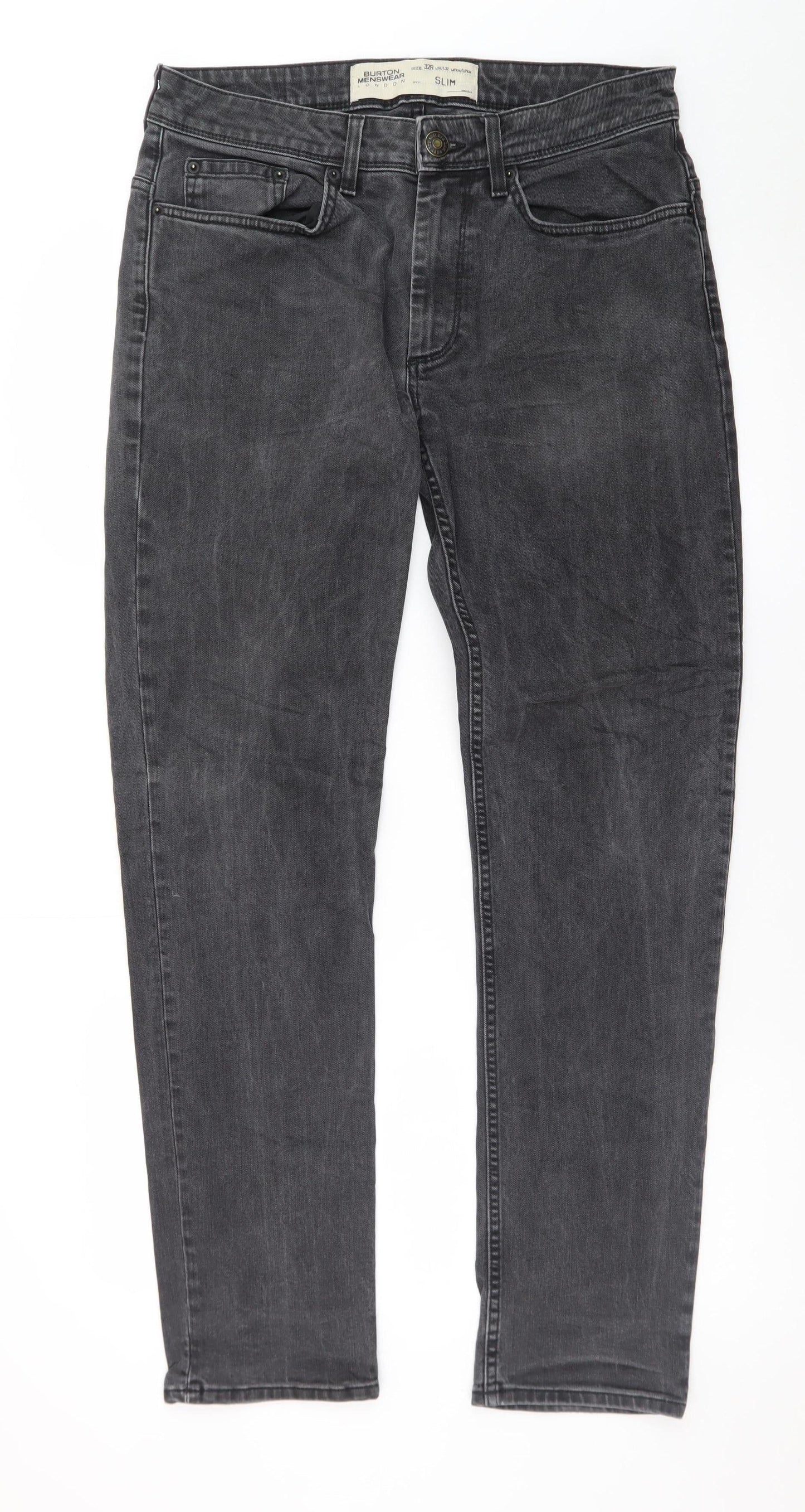 Burton Menswear Men's Grey Slim Fit Straight Jeans 32R