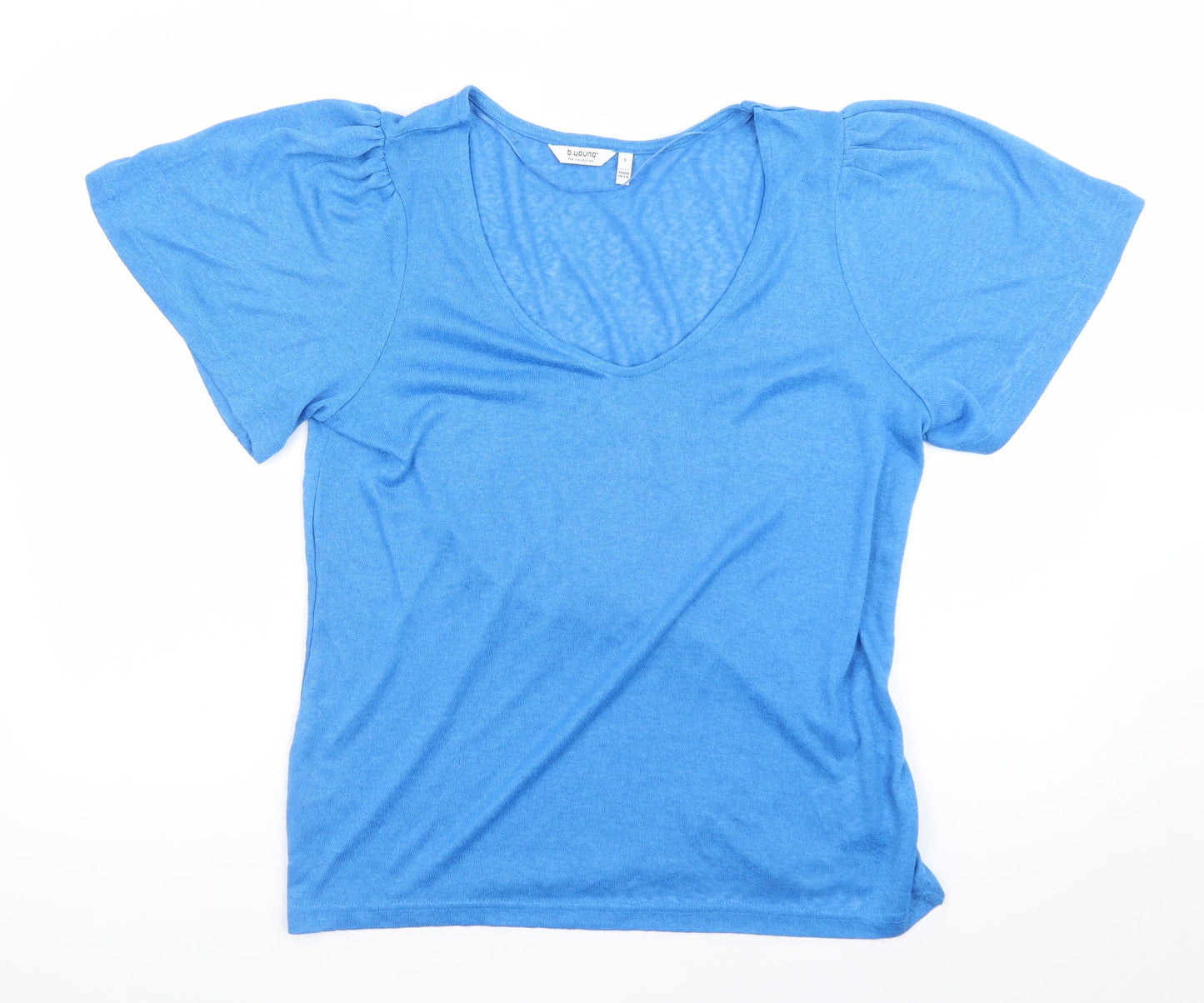 b.young Women's Blue V-Neck Short Sleeve Jersey T-Shirt Size L