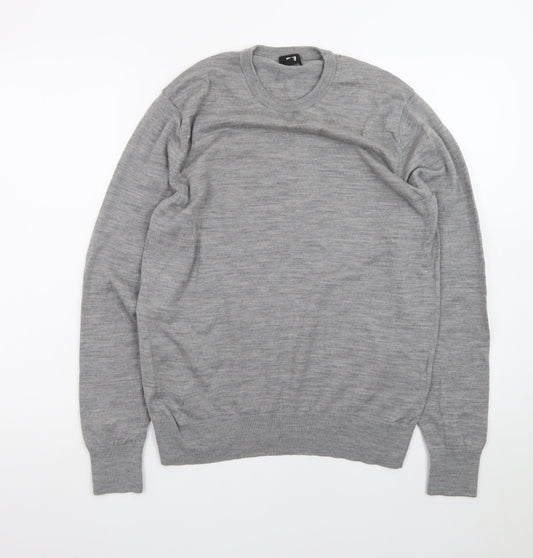 Uniqlo Men's Grey Wool Crew Neck Pullover Jumper Size M