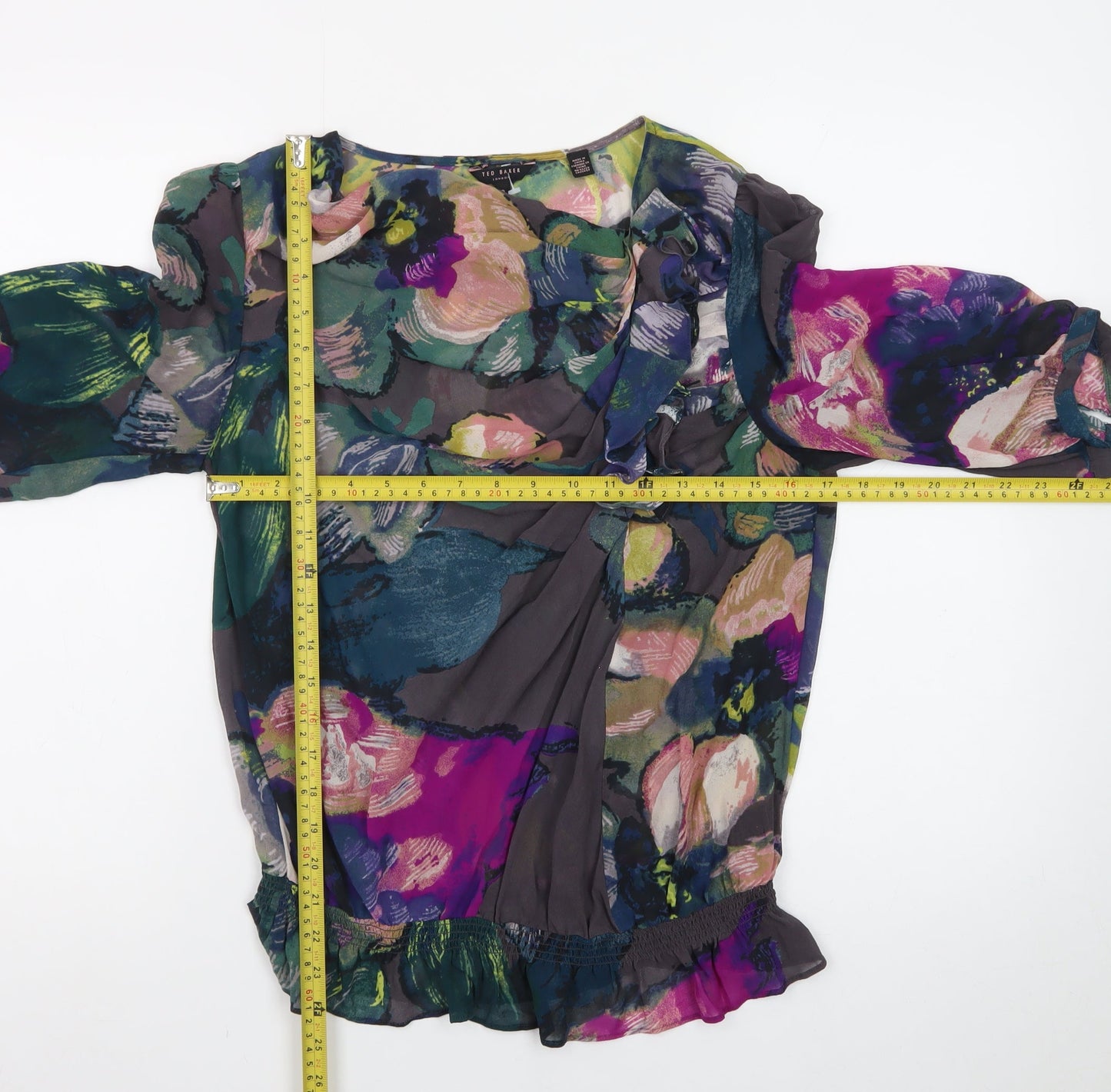 Ted Baker Women’s Multicoloured Silk Floral Wrap Blouse M