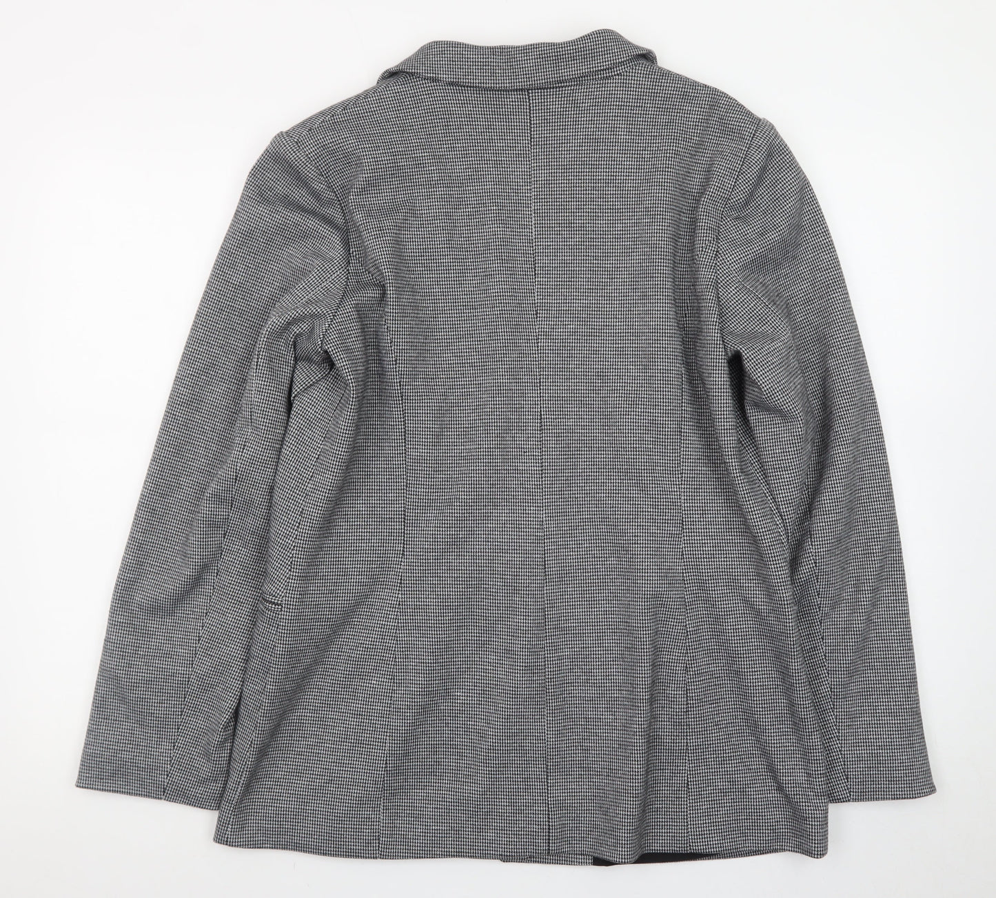 Oasis Women Grey Houndstooth Blazer Size 14 Classic Work Jacket