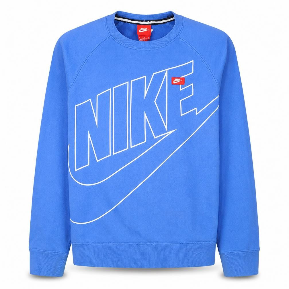 Nike Mens Blue Crew Neck Pullover Sweatshirt Size S Graphic Logo