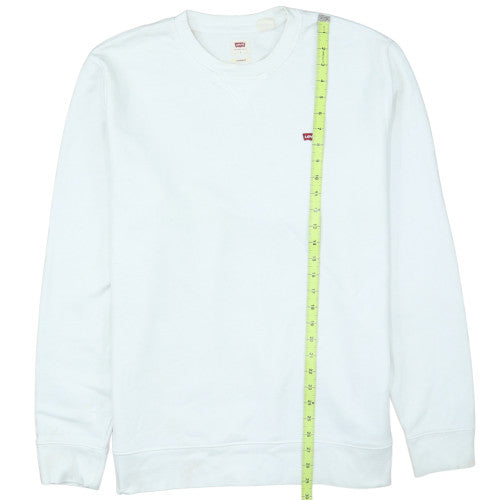 Levi's Women White Crew Neck Pullover Sweatshirt L Cotton Blend