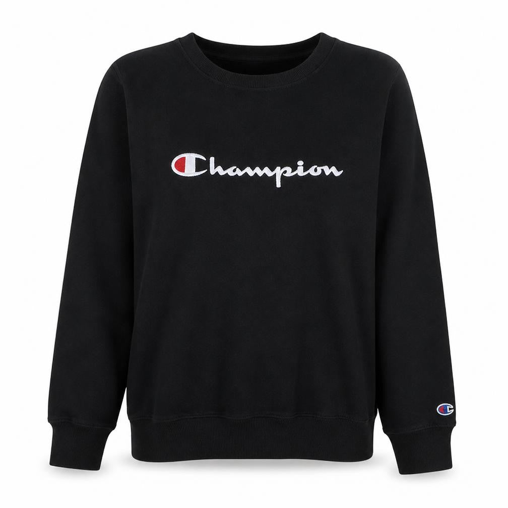 Champion Women's Black Medium Pullover Sweatshirt Logo Crew Neck