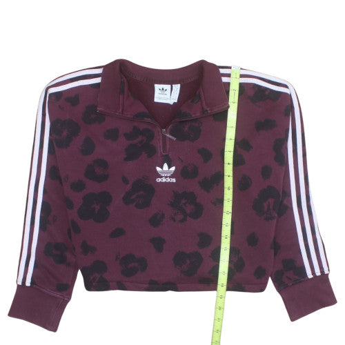 Adidas Women’s Burgundy Leopard 1/4 Zip Sweatshirt Size S