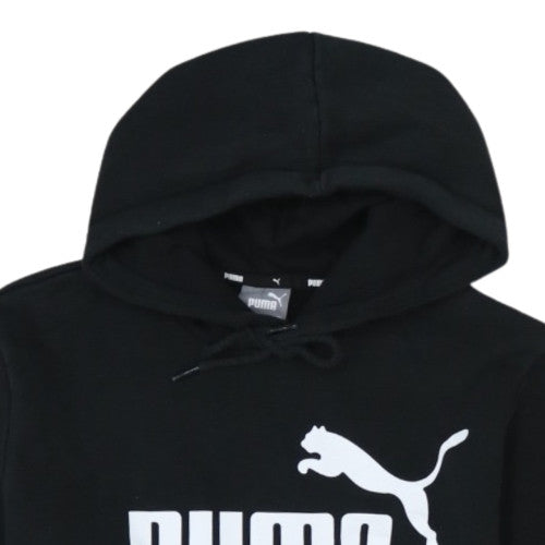 Puma Men's Black Small Pullover Hoodie with Logo Print