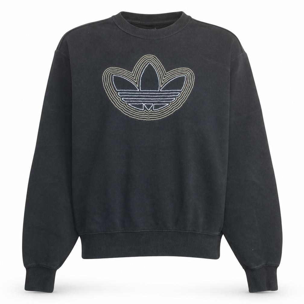 Adidas Womens Black Crew Neck Pullover Sweatshirt Size S Logo Detail