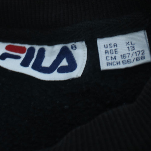 Fila Teens Black Crew Neck Logo Sweatshirt Size M Pullover