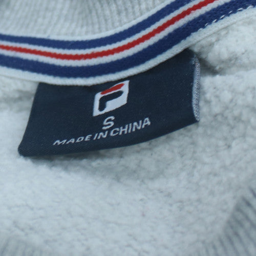 FILA Men's Grey Crew Neck Pullover Sweatshirt S Regular Fit Logo