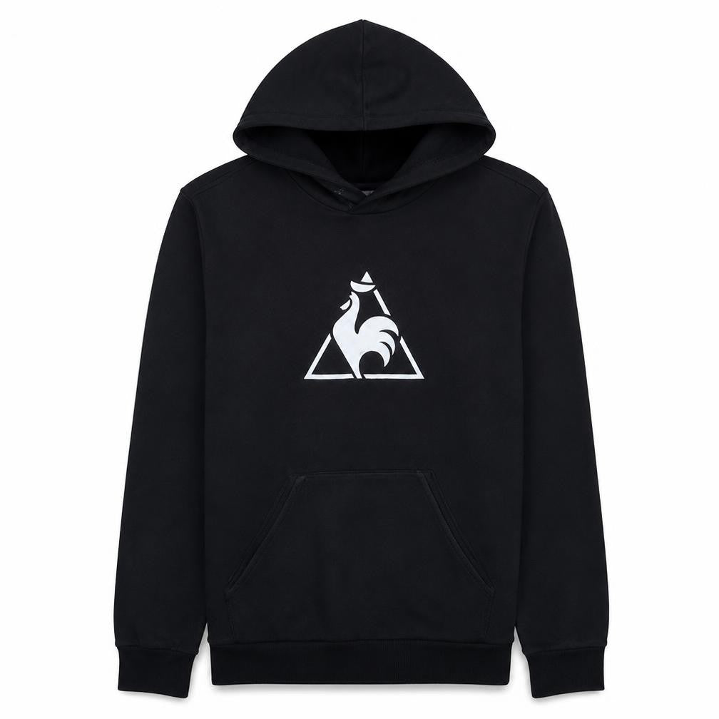 Le Coq Sportif Men's Black Pullover Hoodie L Logo Graphic Sweatshirt
