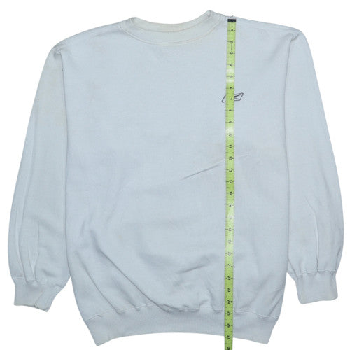 Reebok Men Blue L Pullover Sweatshirt Crew Neck Logo Fleece