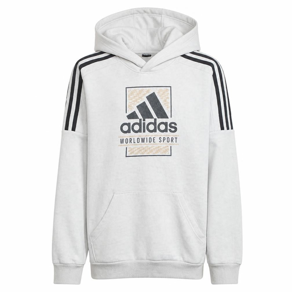 Adidas Boys White Pullover Hoodie Size 13-14 Years Cotton Blend