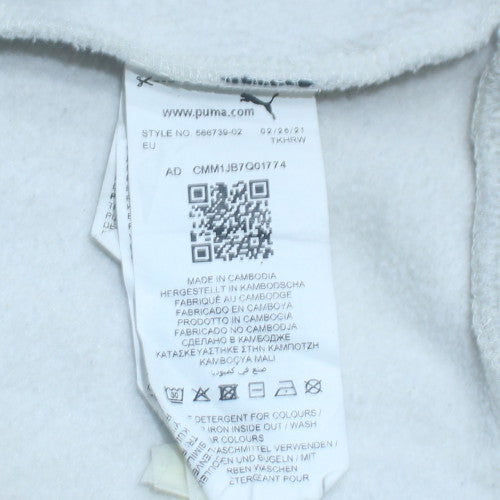 Puma Men's Grey Pullover Hoodie M Logo Sports Fleece